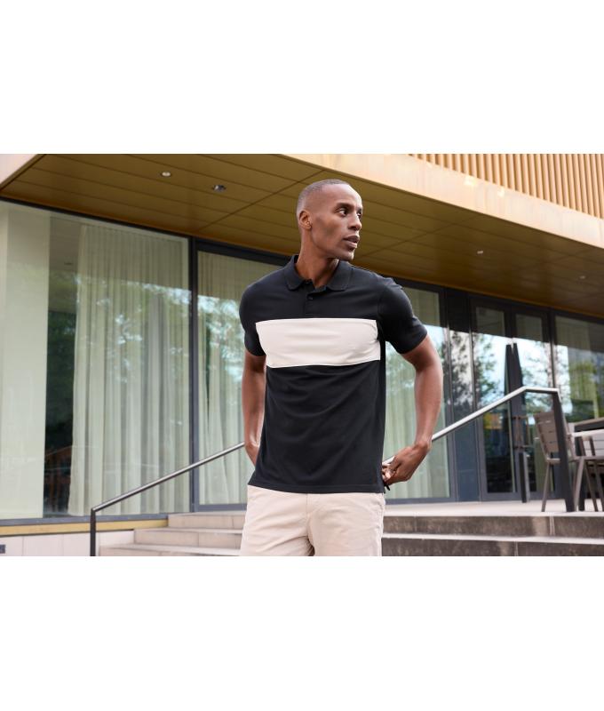 Unisex Polo colour-block UNISEX OCS Standard Black/sandstone 11815