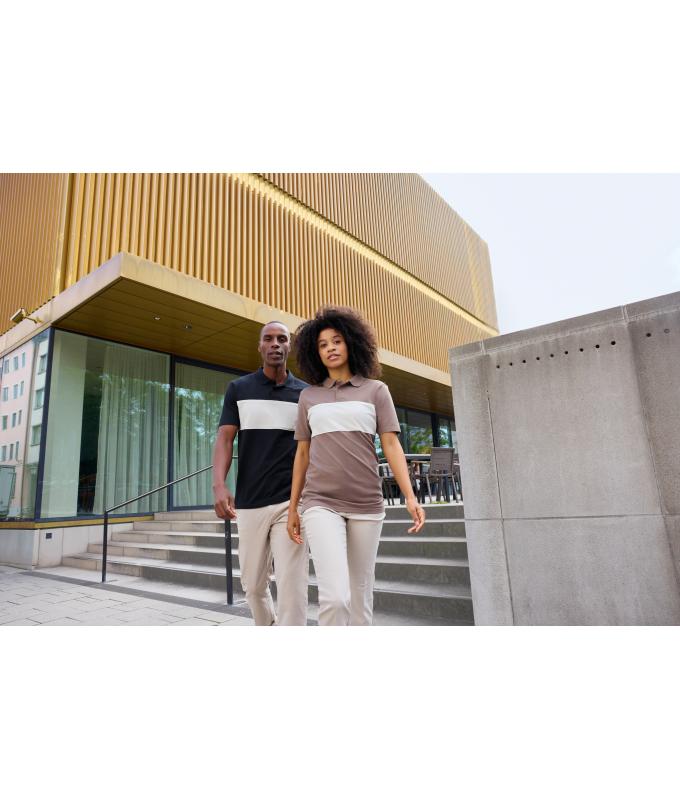 Unisex Polo colour-block UNISEX OCS Standard Dusty-blue/sandstone 11815