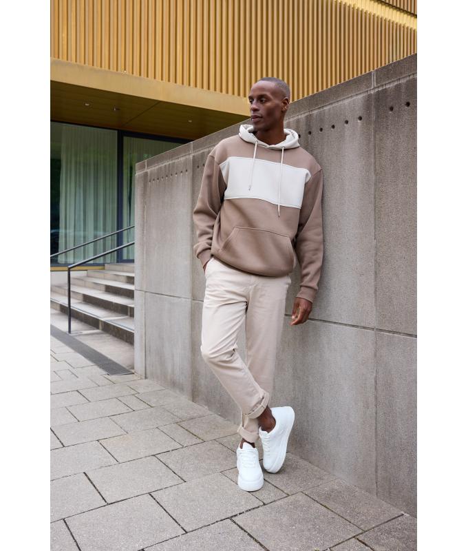 Unisex Sweat-Hoody colour-block UNISEX OCS Blended & RCS Black/sandstone 11811