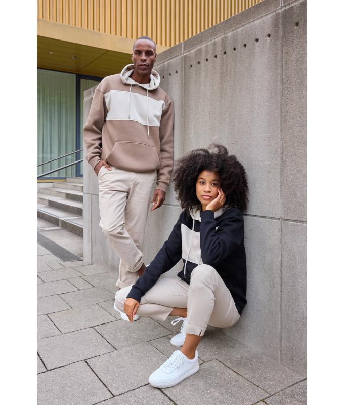 Unisex Sweat-Hoody colour-block UNISEX OCS Blended & RCS Black/sandstone 11811