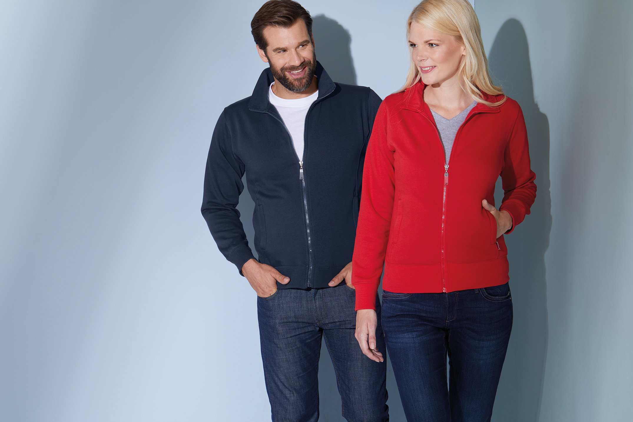 Daiber JN962 Sweatjacke mit Reißverschluss und Kapuze blau/grau (grey-melange/navy) main image 1