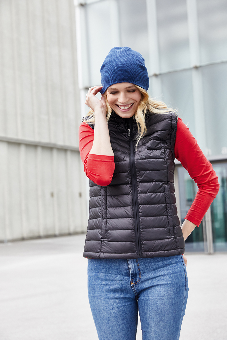 Ladies Ladies' Quilted Down Vest Red/blackDaiber