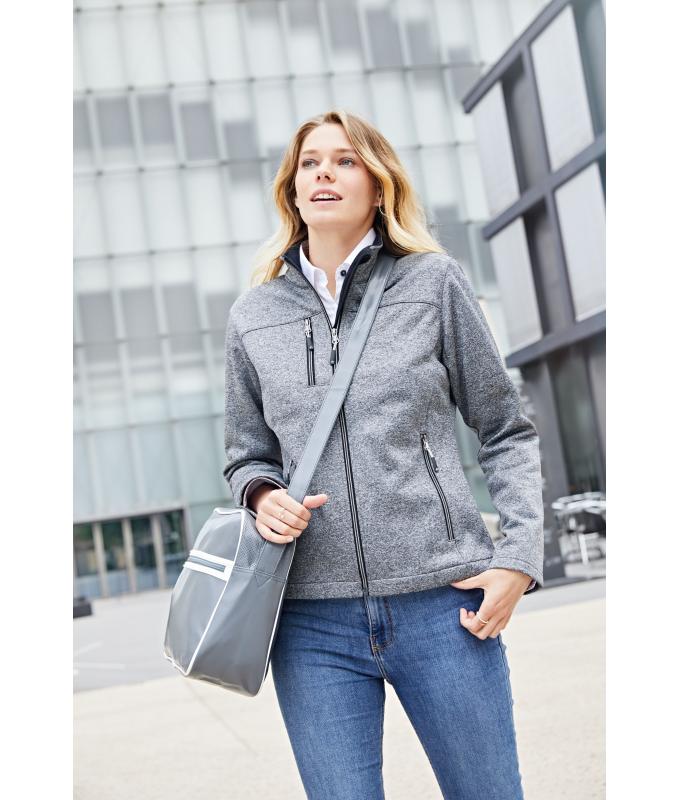 Damen Ladies' Softshell Jacket Dark-melange/red 8615