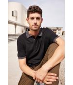 Herren Men's Polo Black/anthracite-melange 11174