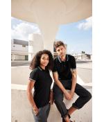 Damen Ladies' Polo Black/white/lime-green 11175