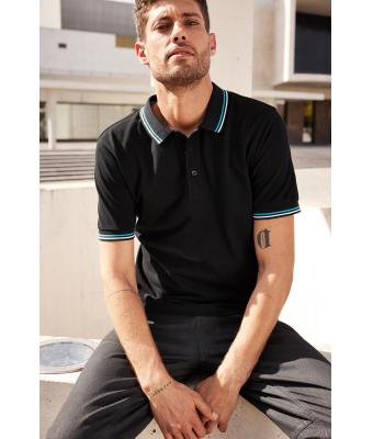 Herren Men's Polo Black/white/turquoise 11176