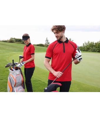 Femme Polo zippé pour femme Rouge-clair/noir 11177