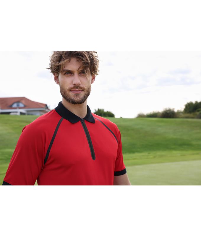 Men Men's Zip-Polo Light-red/black 11178