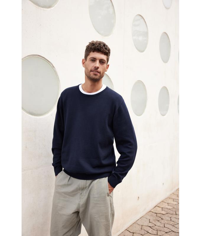 Homme Pull à col rond pour homme Marine 11186