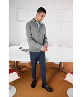 Homme Cardigan zippé pour hommes Gris-chiné 11467