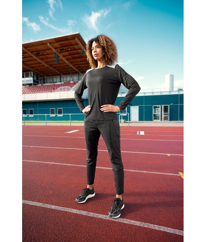 Femme T-shirt de course à manches longues pour femmes GRS Noir 12017