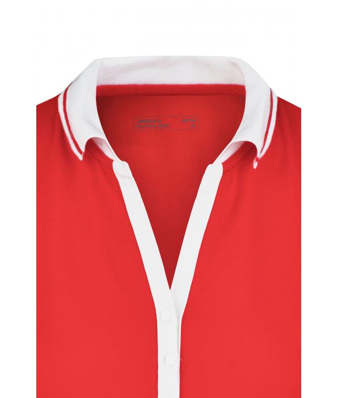 Damen Ladies' Elastic Polo Short-Sleeved Orange/white 7317