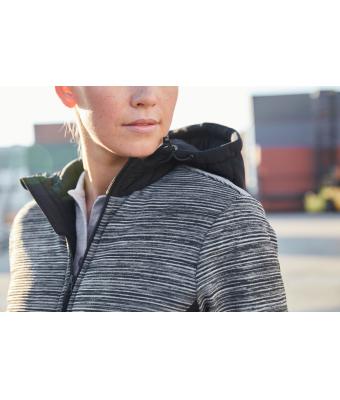 Damen Ladies' Padded Hybrid Jacket Carbon-melange/black 10529