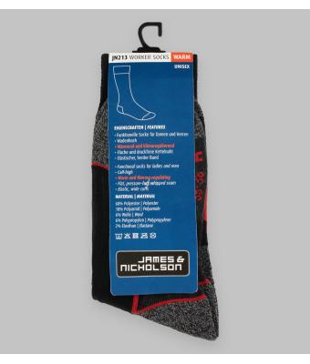 Unisexe Chaussettes de travail chaudes Noir/rouge 8668