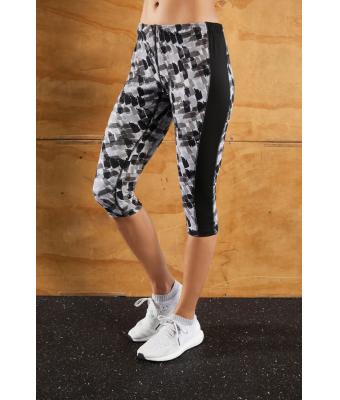 Damen Ladies' Sports 3/4 Tights Black-printed/black 10248