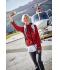 Dames Ladies' Knitted Fleece Hoody Rood-melange/zwart 8043