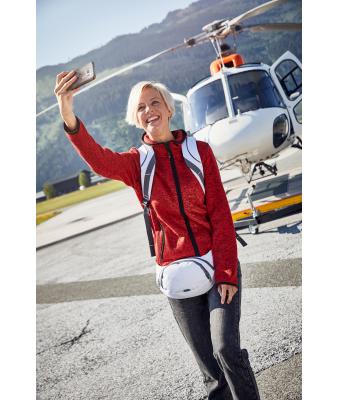 Femme Veste à capuche en tricot polaire femme Mélange-foncé/noir 8043