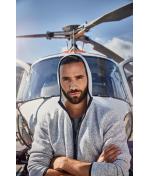 Heren Men's Knitted Fleece Hoody Rood-melange/zwart 8044