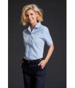 Damen Ladies' Business Blouse Short-Sleeved Light-blue 7533