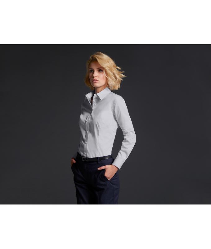 Damen Ladies' Long-Sleeved Blouse White 7965