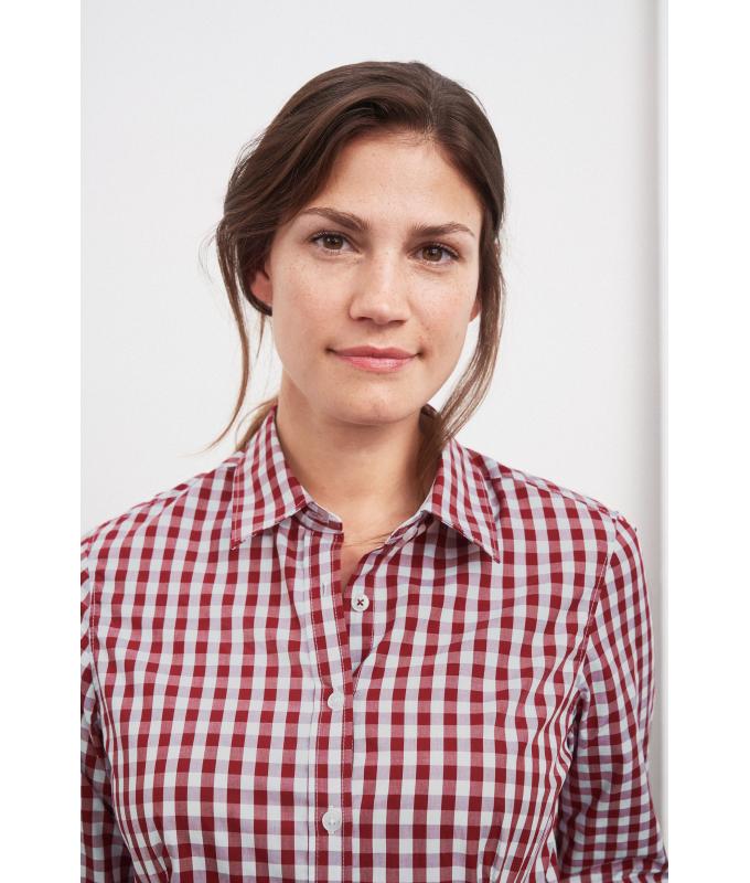 Dames Ladies' Checked Blouse Navy/rood-navy-wit 8053