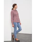 Dames Ladies' Checked Blouse Navy/rood-navy-wit 8053