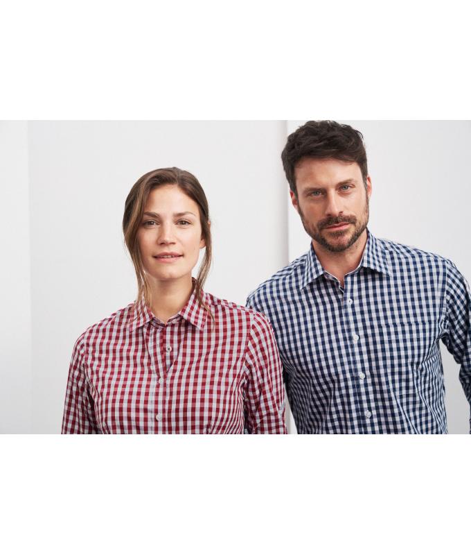 Herren Men's Checked Shirt Navy/white 8054
