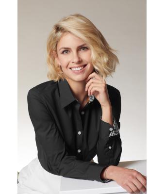 Damen Ladies' Plain Shirt White/red-white 8055