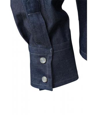 Damen Ladies' Denim Blouse Dark-denim 8158
