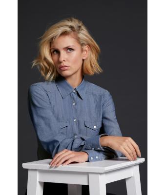 Ladies Ladies' Denim Blouse Dark-denim 8158