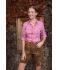 Dames Ladies' Traditional Shirt Paars/wit 8306