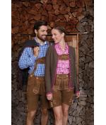 Dames Ladies' Traditional Shirt Paars/wit 8306