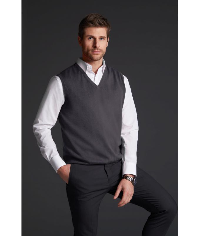 Herren Men's V-Neck Pullunder Anthracite-melange 8058