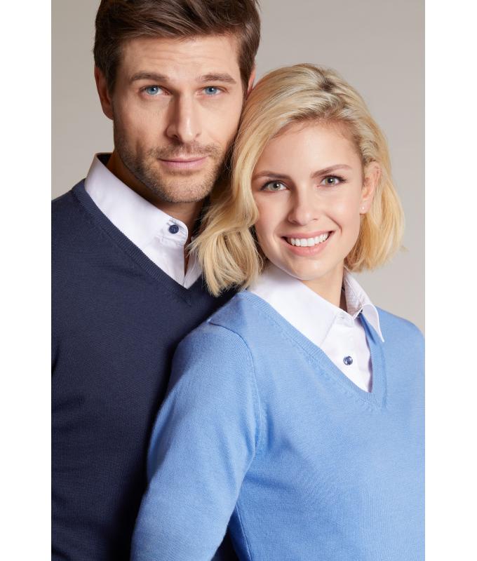 Femme Pull col V femme Vert-forêt 8059