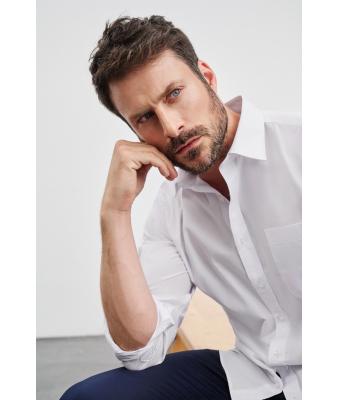 Men Men's Shirt Long-Sleeved Poplin Aqua 8505