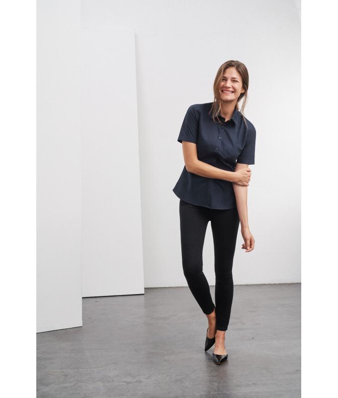 Femme Chemise femme à manches courtes en popeline Vin 8506