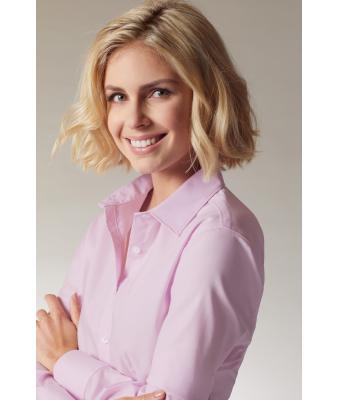 Dames Ladies' Shirt Long-Sleeved Micro-Twill Lichtroze 8563