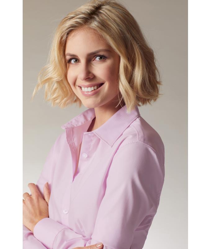Dames Ladies' Shirt Long-Sleeved Micro-Twill Lichtroze 8563