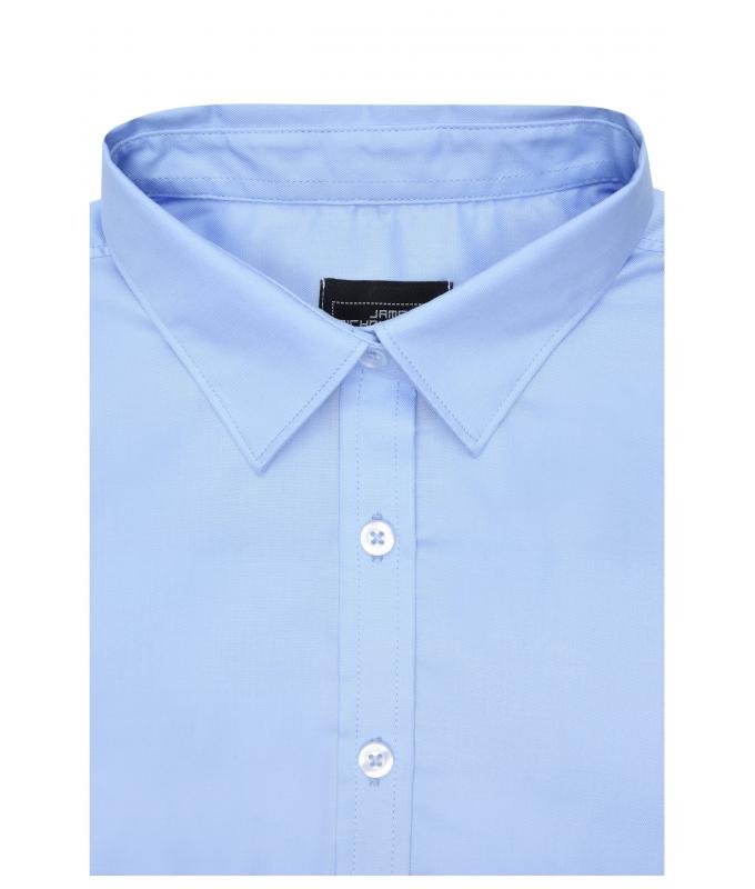 Dames Ladies' Shirt Short-Sleeved Micro-Twill Lichtblauw 8565