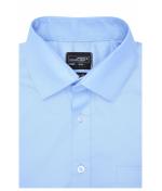 Herren Men's Shirt Short-Sleeved Micro-Twill Light-blue 8566
