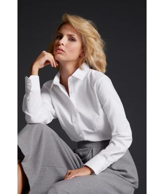 Dames Ladies' Shirt Longsleeve Oxford Zilver 8567