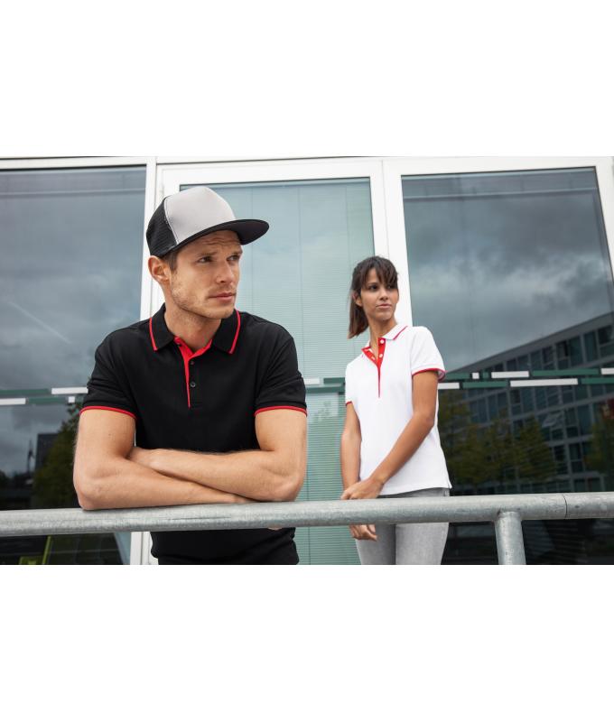 Heren Men's Polo Stripe Zwart/rood 8685