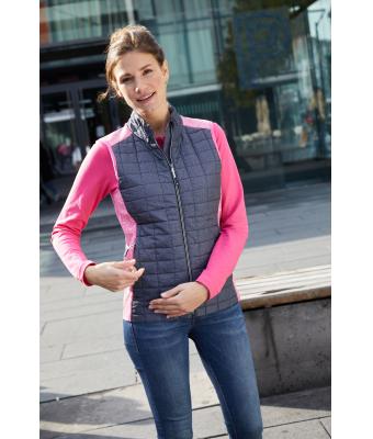 Femme Bodywarmer hybride tricoté femme Rose-vif/anthracite-mélange 10457