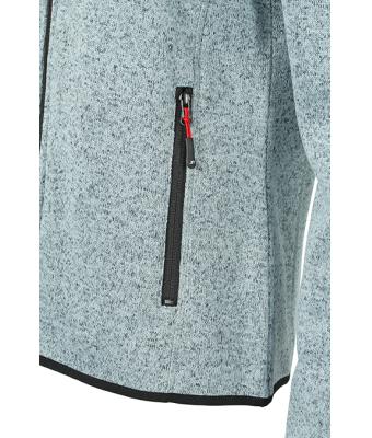 Damen Ladies' Knitted Fleece Jacket Royal-melange/red 8304