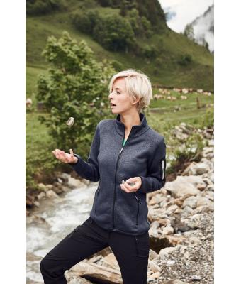 Dames Ladies' Knitted Fleece Jacket Kiwi-melange/royal 8304