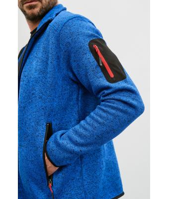 Herren Men's Knitted Fleece Jacket Light-grey-melange/red 8305