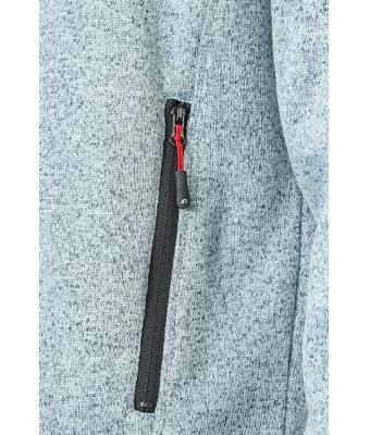 Herren Men's Knitted Fleece Jacket Light-grey-melange/red 8305