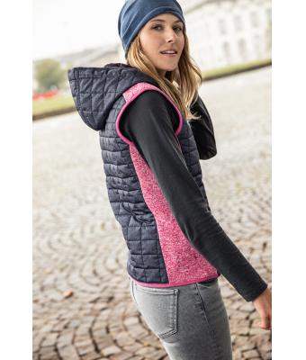 Damen Ladies' Knitted Hybrid Vest Pink-melange/anthracite-melange 8679