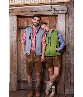 Herren Men's Knitted Fleece Vest Light-grey-melange/red 8491