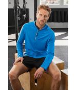 Herren Men's Sports Shirt Half-Zip Bright-blue 8599